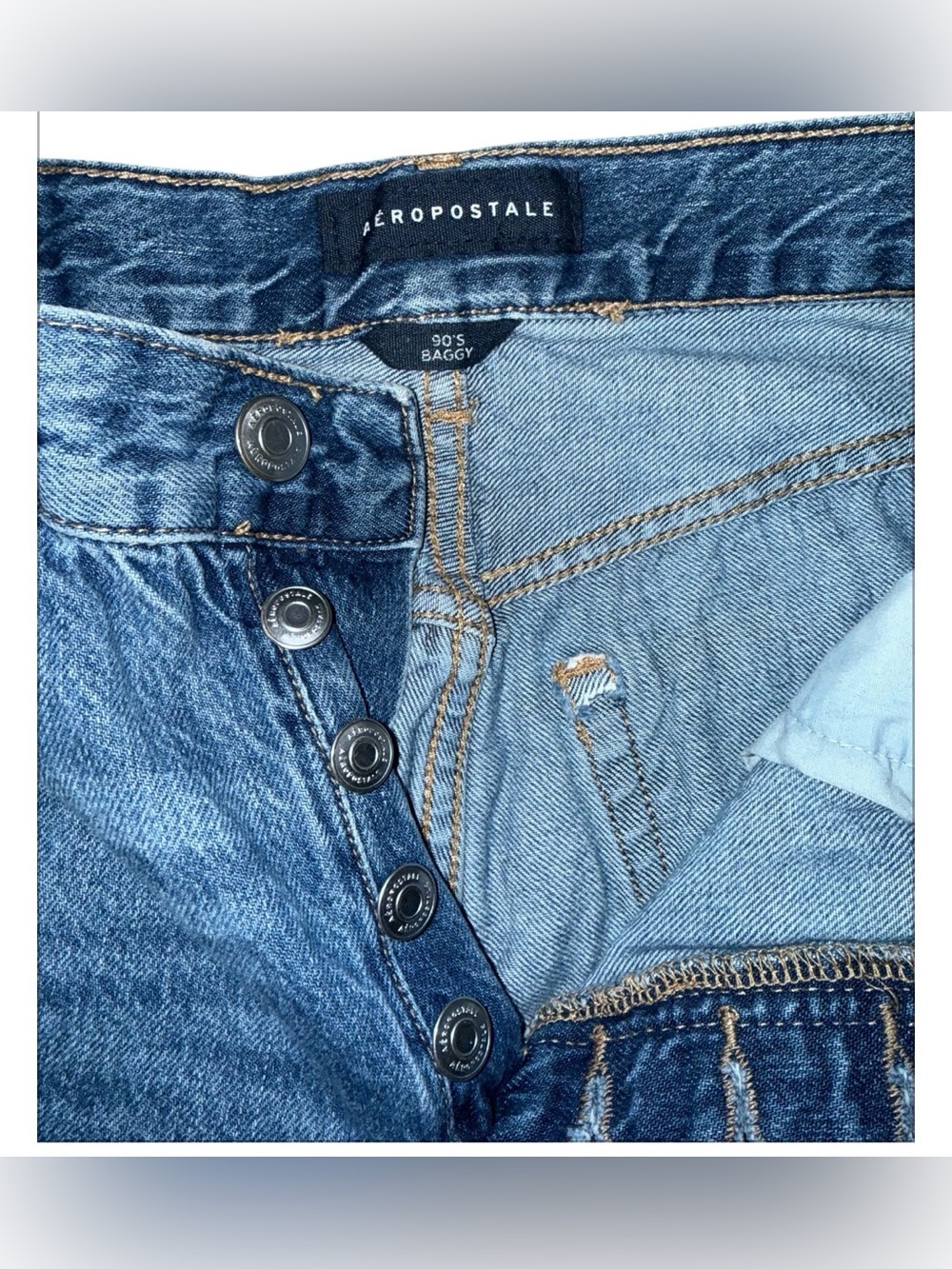 Aeropostale Light Blue 90s Baggy Ripped Jeans - Picture 5 of 8